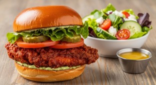 Nashville Hot Sandwich with a Side Salad