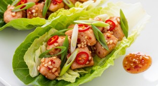 Chicken Lettuce Wrap with Homemade Potato Chips