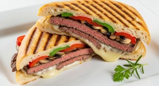 Creative Grilled Sirloin Steak & Cheese Panini