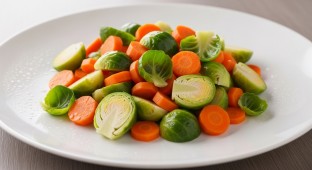 Clean Steamed Carrots and Brussels