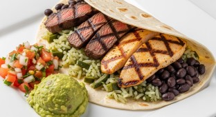 Dual Protein - Grilled Steak and Chicken Tacos w/rice & black beans