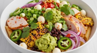 Mexican Corn Pasta Salad With Roasted Turkey