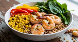Farro and Garlic Shrimp Bowl
