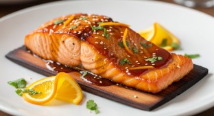 Cedar Plank Salmon With Teriyaki Orange Glaze