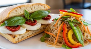Vegetarian Sandwich with Thai Cellophane Noodle Salad