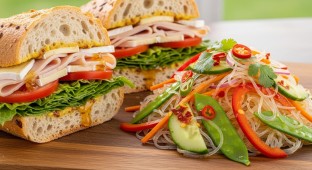 Fresh Turkey Sandwich with Thai Cellophane Noodle Salad