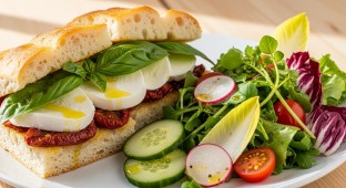 Vegetarian Sandwich with Creative Mixed Greens Salad