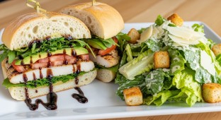 Balsamic Chicken Sandwich with Traditional Caesar Salad