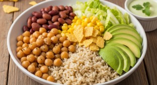 Allergen-Free Sauteed Chickpeas Brown Rice Burrito Bowl