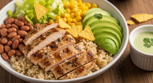 Allergen-Free Grilled Chicken Brown Rice Burrito Bowl
