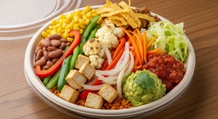 Vegan Tofu Veggie Fajita Amigos Burrito Bowl