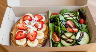 Peanut Butter Breckie Toasty with Side Salad