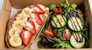 Almond Butter Breckie Toasty with Side Salad