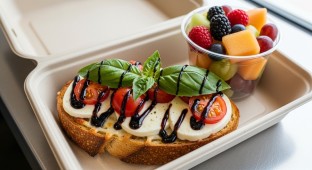 Caprese Toasty with Side Fruit Salad