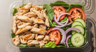  Grilled Chicken (Olive Oil Only) Salad, Tomatoes, Cucumber, Onion (no dressing)