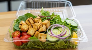  Grilled Tofu (Olive Oil Only) Salad, Tomatoes, Cucumber, Onion (no dressing)