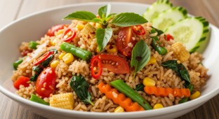 Jain Friendly Spicy Thai Basil Fried Rice