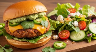 Chicken Burger with a Side Salad