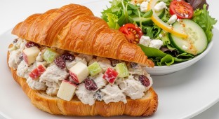 Chicken Salad Sandwich with a Side Salad