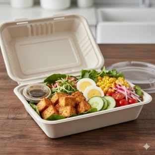 Fried Tofu & Hard Boiled Egg with Spring Mix & Soy Ginger Dressing