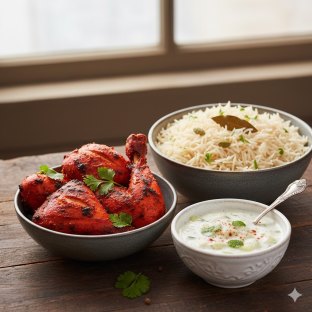 Tandoori Chicken with Basmati Rice and Raita