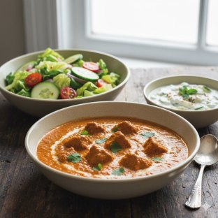 Lamb Tikka Masala with Green Salad and Raita
