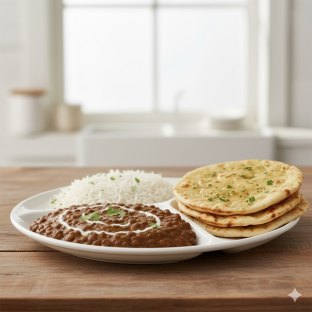 Dal Makhani with Basmati Rice and Butter Naan