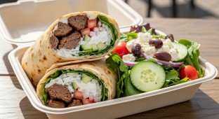 Lamb Kebab Wrap with Mediterranean Salad Combo