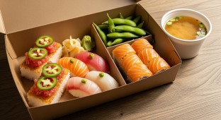 Crispy Rice Lunch Box With Salmon Roll