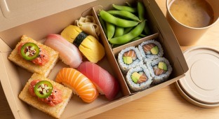 Crispy Rice Lunch Box With Salmon Avocado Roll