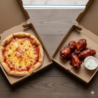 Personal Cheese Pizza and Boneless BBQ Wings