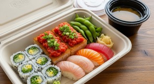 Crispy Rice Lunch Box With Yellowtail Scallion Roll
