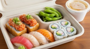 Crispy Rice Lunch Box With Crab Roll