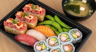 Crispy Rice Lunch Box With Cucumber Avocado Roll