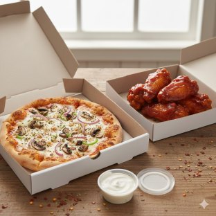 Personal Veggie Gourmet Pizza (No Tomatoes) and Boneless BBQ Wings