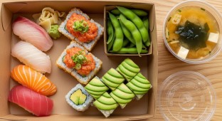 Crispy Rice Lunch Box With Avocado Roll