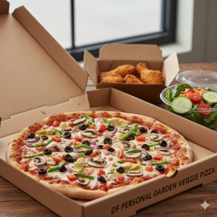 DF Personal Garden Veggie Pizza & Side Salad & Boneless Plain Wings (No Ranch)