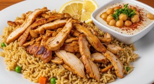 Chicken Shawarma with Arabic Rice and Msabaha