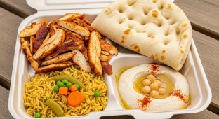 Chicken Gyro with Arabic Rice Msabaha and Taboun Bread