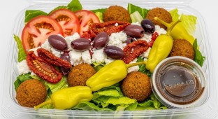 Falafel Greek Salad with Balsamic Dressing