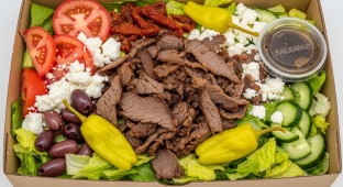 Beef Shawarma Greek Salad with Balsamic Dressing