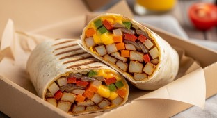Gluten- Free Vegetarian Grilled Vegetable Breakfast Burrito