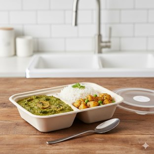 Mushroom Saag | Rice | Alu Mator Gobi