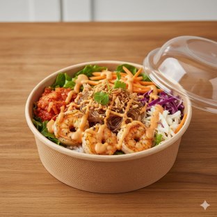 Garlic Shrimp Rice and Noodle Bowl