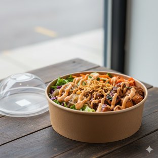 Soy Garlic Chicken Rice and Noodle Bowl