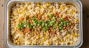 Vegan Corn Rice with Scallions and Paprika