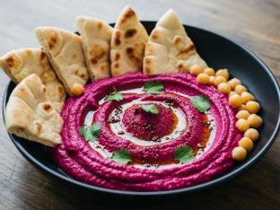 Beet Hummus with Pita Bread