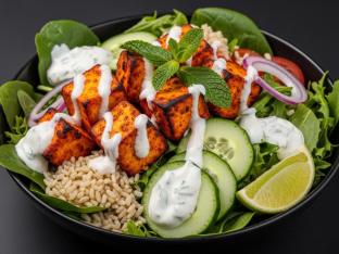 Vegetarian Tandoori Paneer Garden Salad (No Tomatoes)