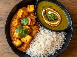 Paneer Tikka Masala, White Rice & Dal Palak