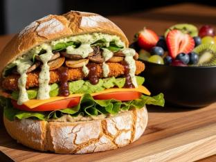 Tom Brady Sandwich on Dutch Crunch With Fruit Salad